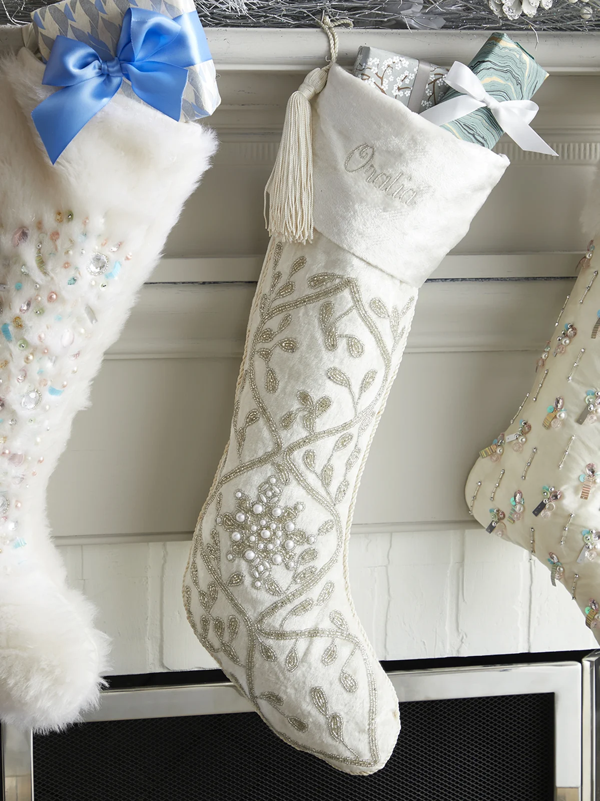 Sudha Pennathur Beaded Velvet Stocking