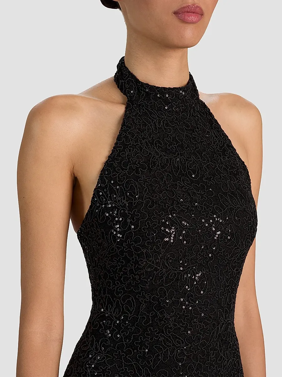 Alice + Olivia Women's Koi Sequined Lace Halter Maxi Dress | Thumbnail 4 Alice + Olivia Women's Koi Sequined Lace Halter Maxi Dress | Thumbnail 4