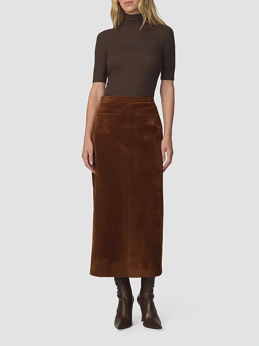 Joe's Jeans Women's Faux-Suede Welt Pocket Midi Skirt | Thumbnail 2 Joe's Jeans Women's Faux-Suede Welt Pocket Midi Skirt | Thumbnail 2