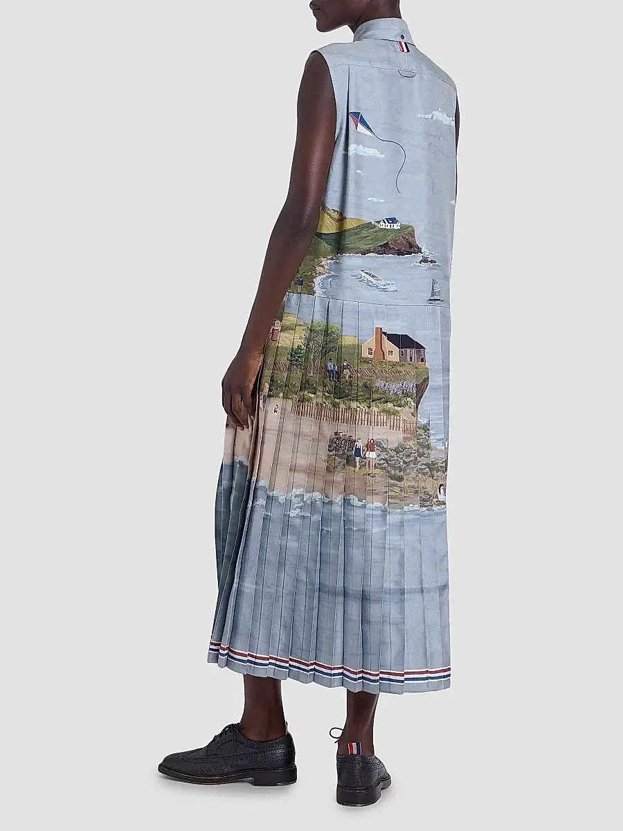 Thom Browne Women's Scenic Coastline Silk Shirtdress | Thumbnail 5