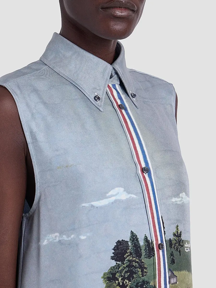Thom Browne Women's Scenic Coastline Silk Shirtdress | Thumbnail 6