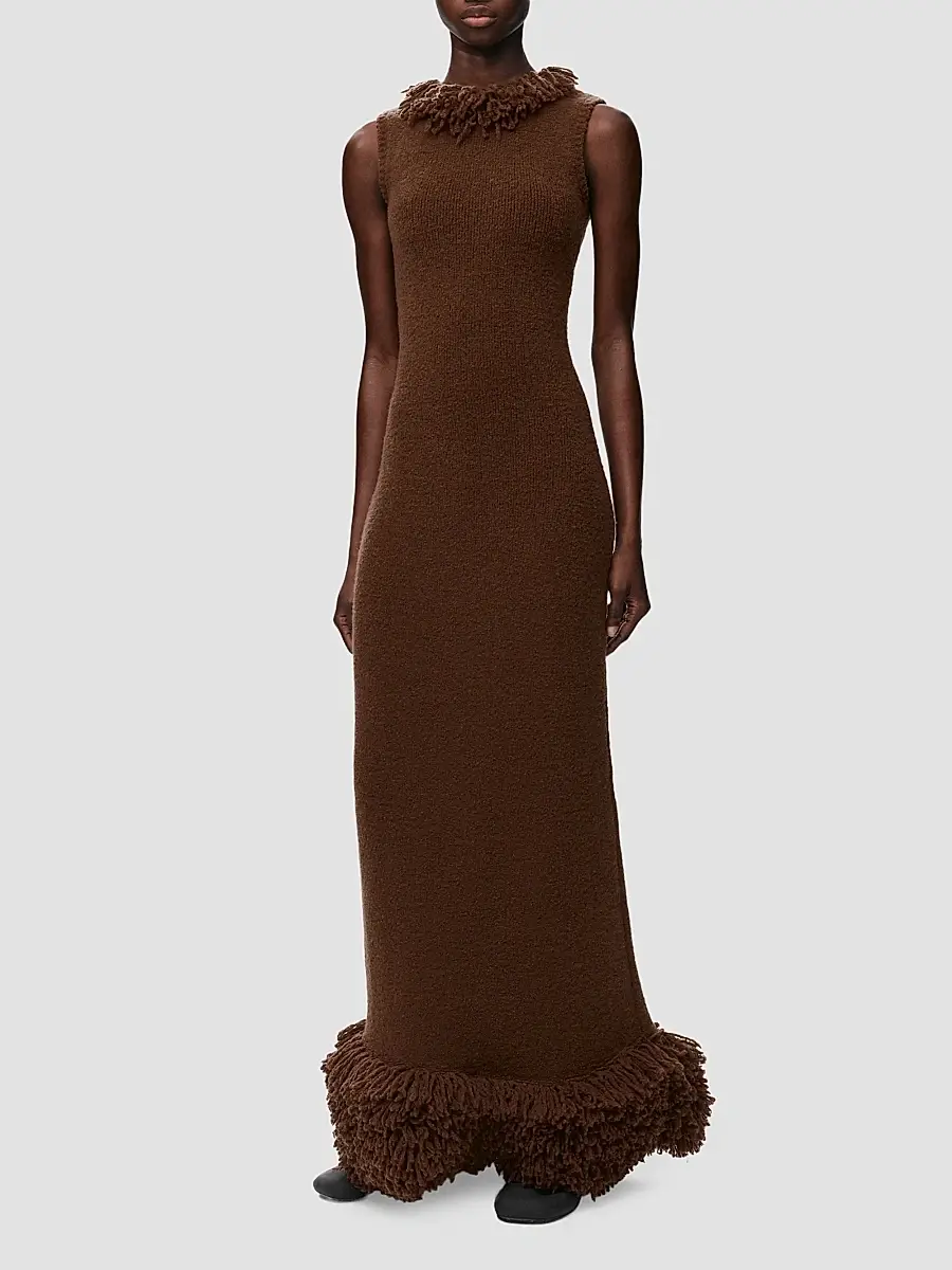 Loewe Women's Fringe Knit Crewneck Maxi Dress | Thumbnail 2 Loewe Women's Fringe Knit Crewneck Maxi Dress | Thumbnail 2