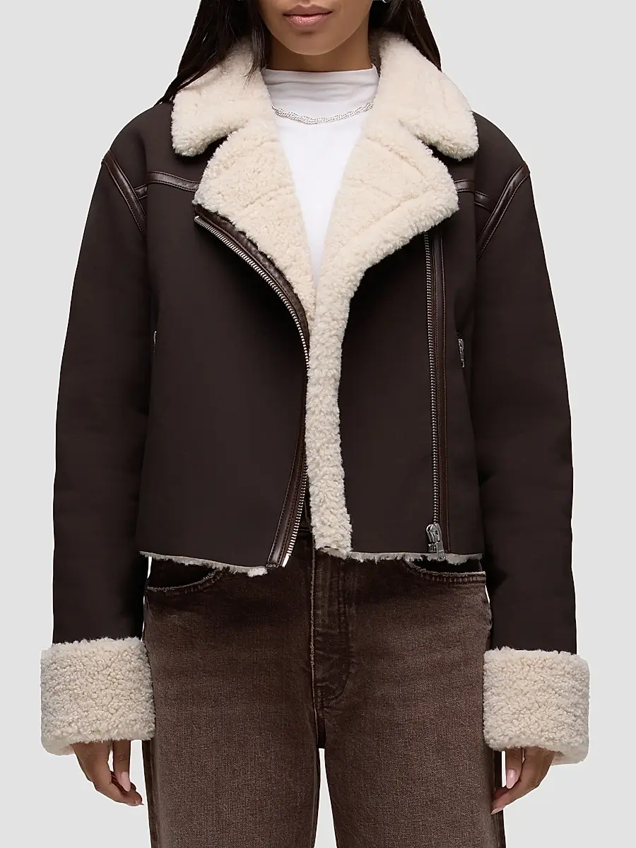Hudson Jeans Women's Faux-Suede Shearling Jacket | Thumbnail 4 Hudson Jeans Women's Faux-Suede Shearling Jacket | Thumbnail 4