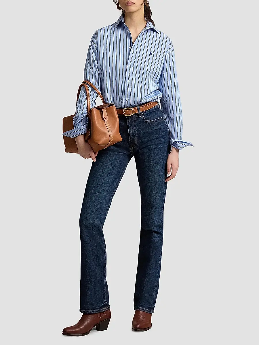 Polo Ralph Lauren Women's Relaxed-Fit Striped Cotton Shirt | Thumbnail 2 Polo Ralph Lauren Women's Relaxed-Fit Striped Cotton Shirt | Thumbnail 2