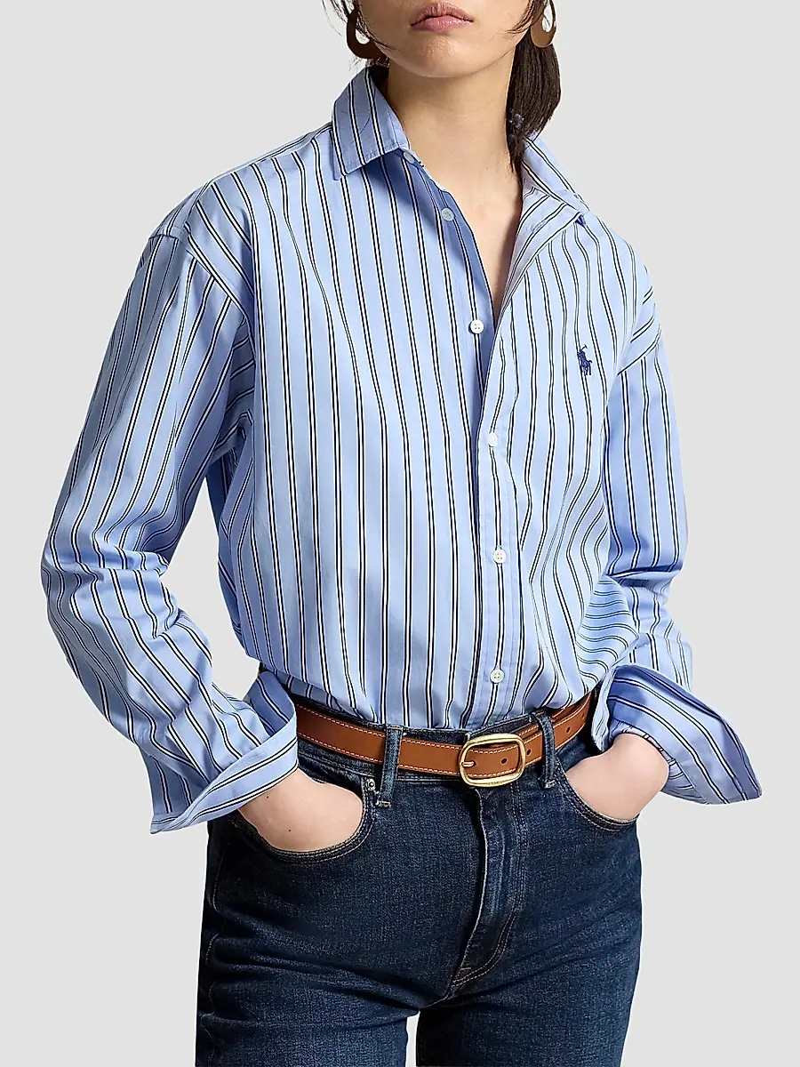 Polo Ralph Lauren Women's Relaxed-Fit Striped Cotton Shirt | Thumbnail 4 Polo Ralph Lauren Women's Relaxed-Fit Striped Cotton Shirt | Thumbnail 4