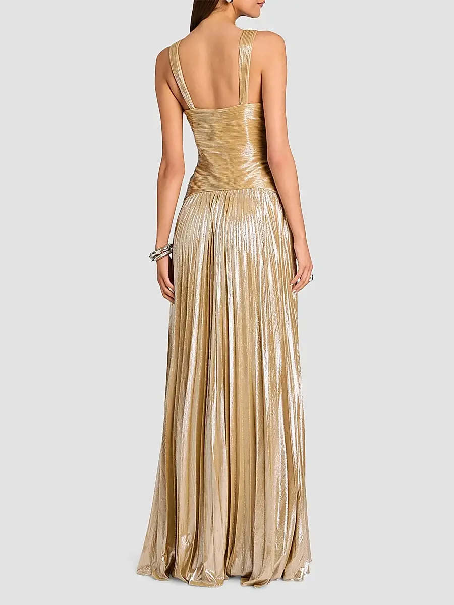 Retrofête Women's Solace Metallic V-Neck Cut-Out Gown | Thumbnail 3 Retrofête Women's Solace Metallic V-Neck Cut-Out Gown | Thumbnail 3