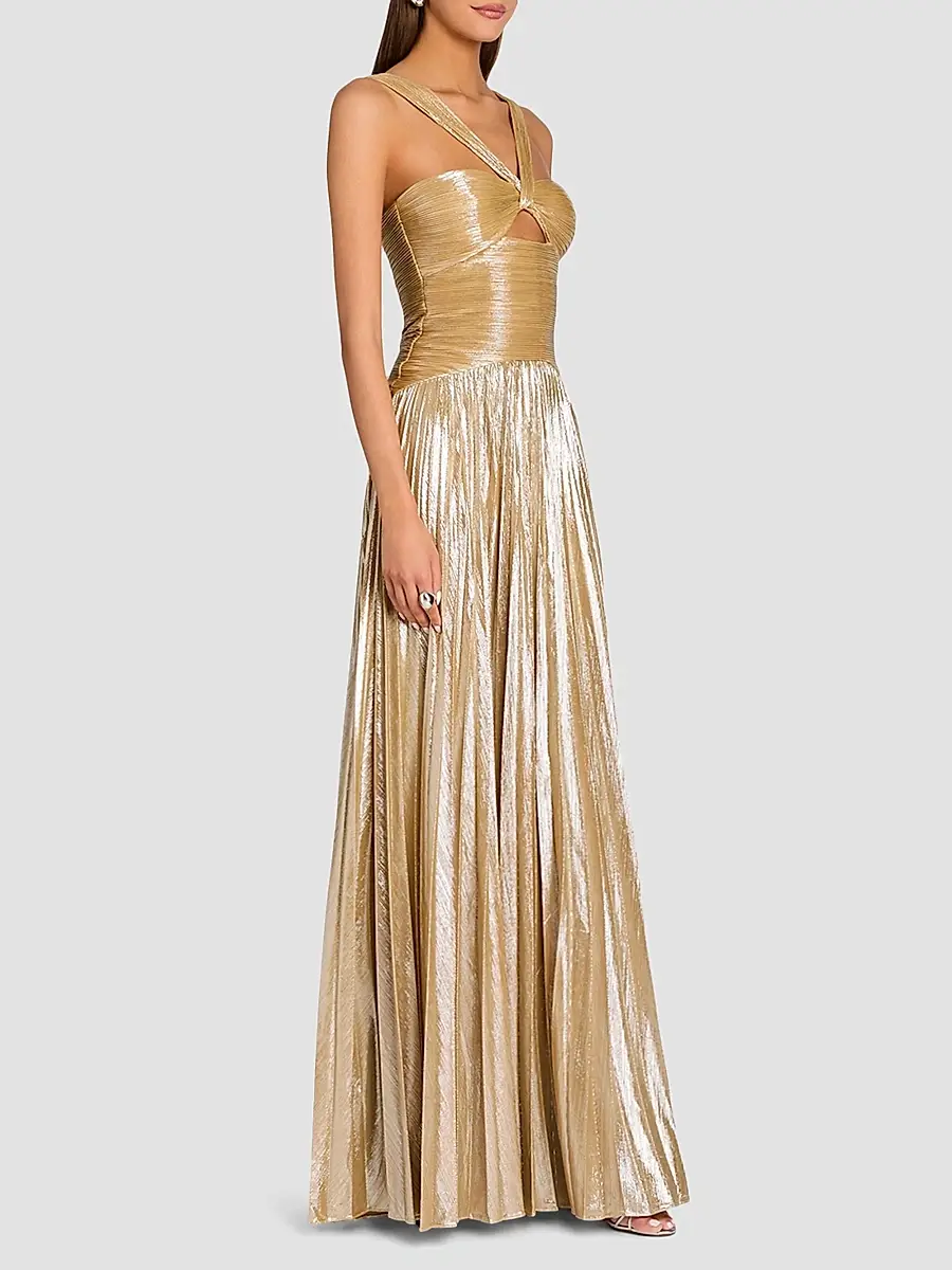 Retrofête Women's Solace Metallic V-Neck Cut-Out Gown | Thumbnail 4 Retrofête Women's Solace Metallic V-Neck Cut-Out Gown | Thumbnail 4