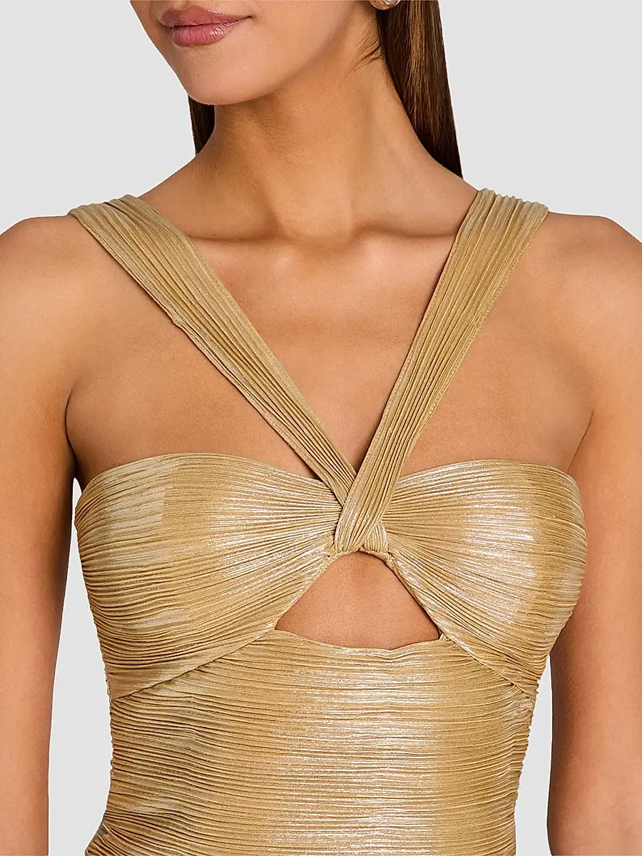 Retrofête Women's Solace Metallic V-Neck Cut-Out Gown | Thumbnail 5 Retrofête Women's Solace Metallic V-Neck Cut-Out Gown | Thumbnail 5