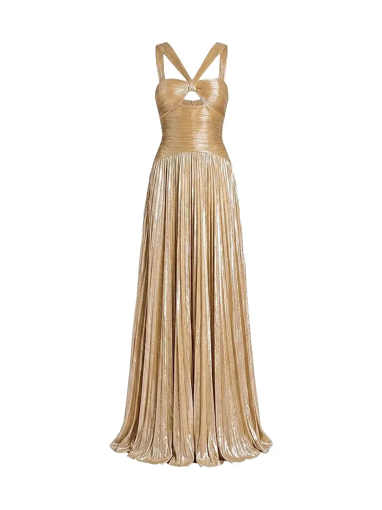 Retrofête Women's Solace Metallic V-Neck Cut-Out Gown