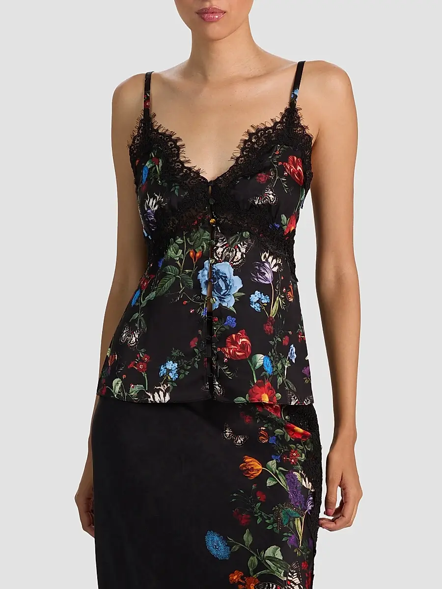 Alice + Olivia Women's Melodie Floral Lace-Trim Tank | Thumbnail 6 Alice + Olivia Women's Melodie Floral Lace-Trim Tank | Thumbnail 6
