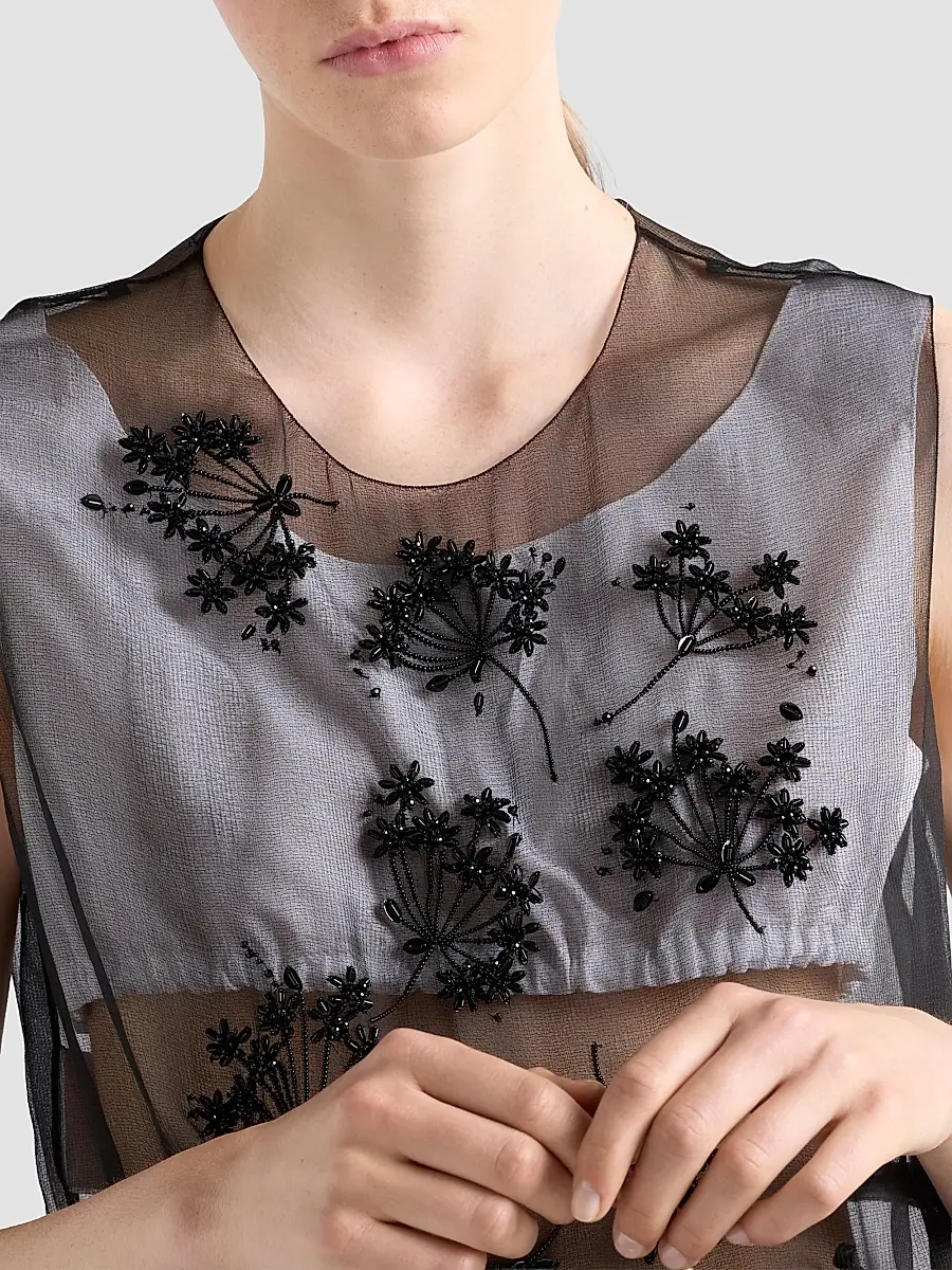 Prada Women's Embroidered Silk Cigaline Dress | Thumbnail 5 Prada Women's Embroidered Silk Cigaline Dress | Thumbnail 5