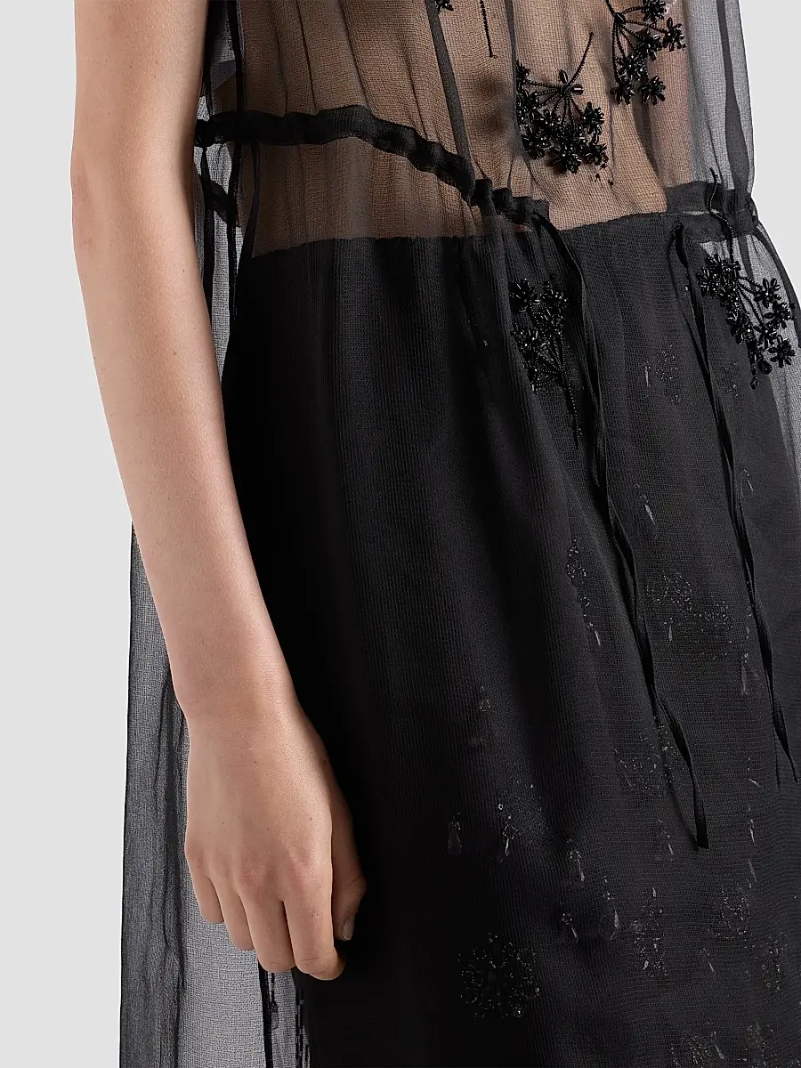 Prada Women's Embroidered Silk Cigaline Dress | Thumbnail 6 Prada Women's Embroidered Silk Cigaline Dress | Thumbnail 6