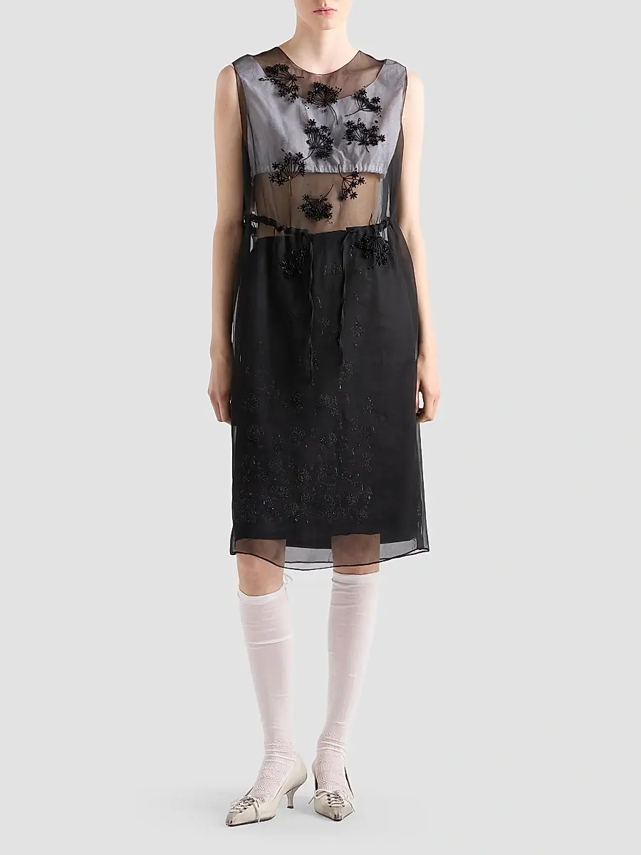 Prada Women's Embroidered Silk Cigaline Dress | Thumbnail 7 Prada Women's Embroidered Silk Cigaline Dress | Thumbnail 7