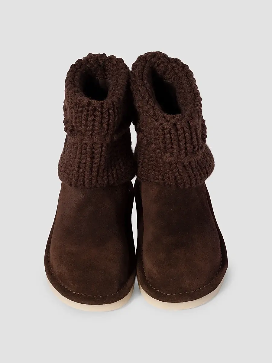 Miu Miu Women's Suede and Knit Booties - Brown | Thumbnail 2