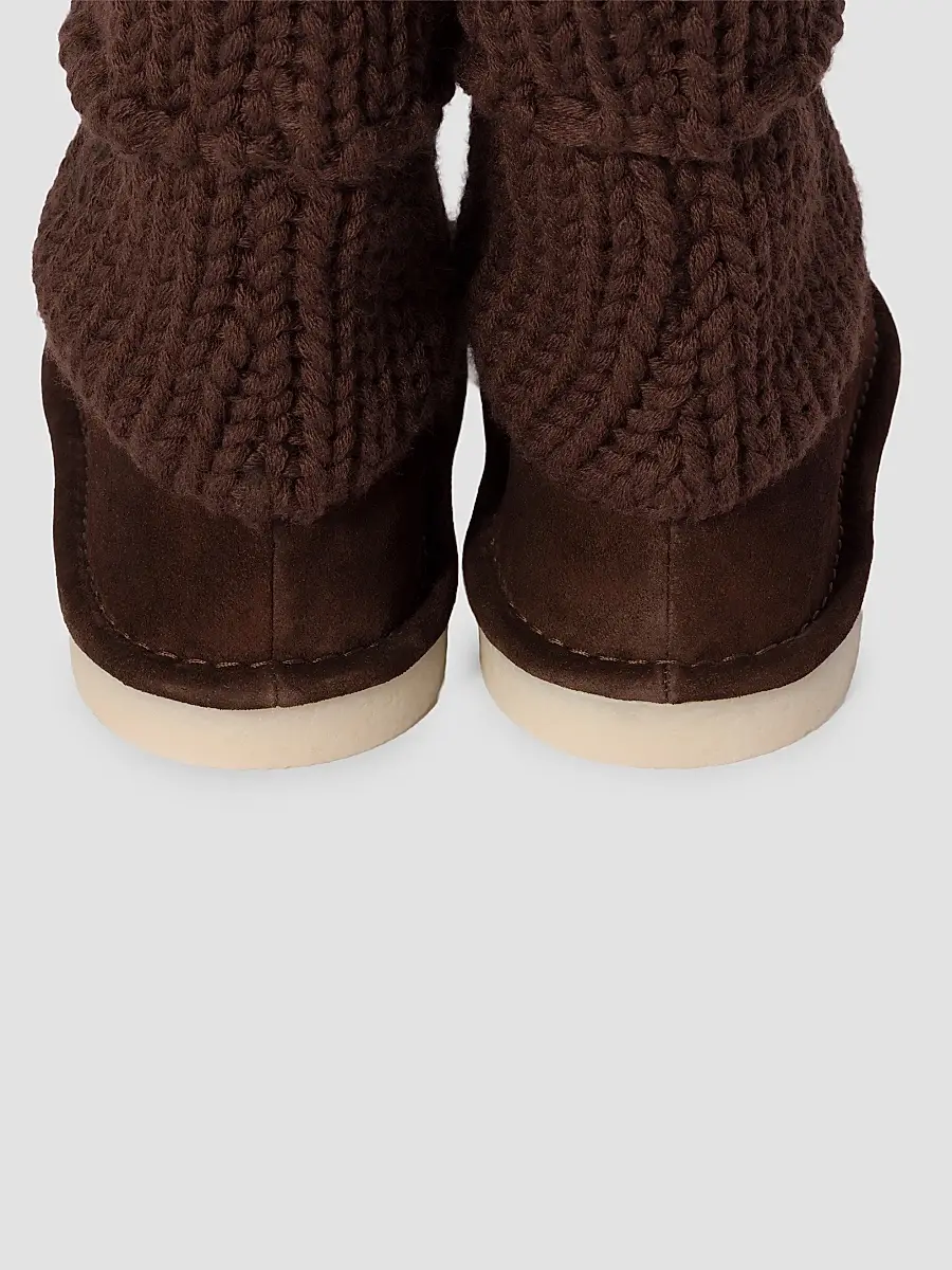 Miu Miu Women's Suede and Knit Booties - Brown | Thumbnail 3
