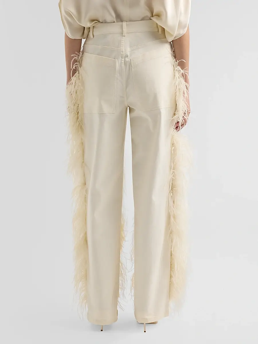 Lapointe Women's Feather-Trimmed Jeans | Thumbnail 3 Lapointe Women's Feather-Trimmed Jeans | Thumbnail 3