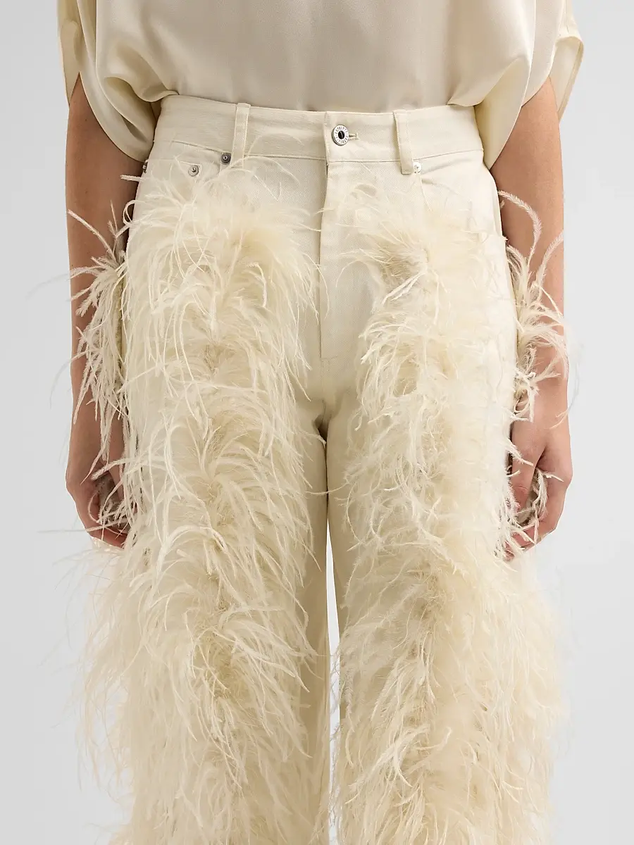 Lapointe Women's Feather-Trimmed Jeans | Thumbnail 5 Lapointe Women's Feather-Trimmed Jeans | Thumbnail 5