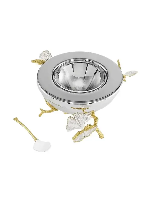 Michael Aram Butterfly Ginkgo Gold Caviar Dish & Spoon Set