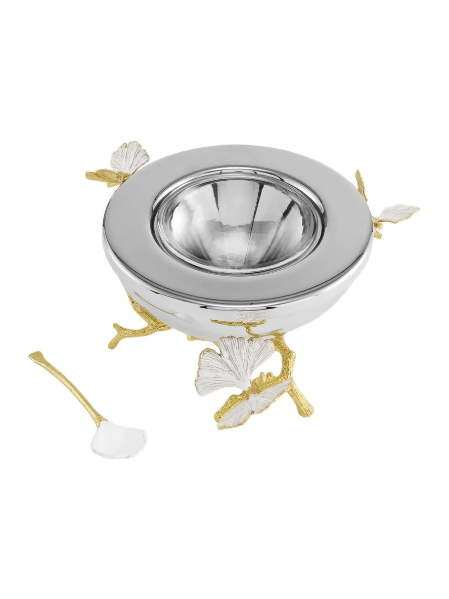 Michael Aram Butterfly Ginkgo Gold Caviar Dish & Spoon Set