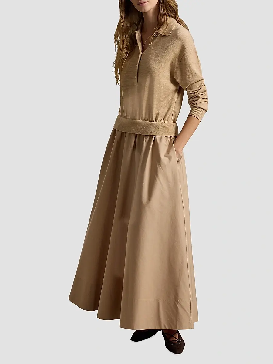 Polo Ralph Lauren Women's Hybrid Knit Polo Maxi Dress | Thumbnail 4 Polo Ralph Lauren Women's Hybrid Knit Polo Maxi Dress | Thumbnail 4