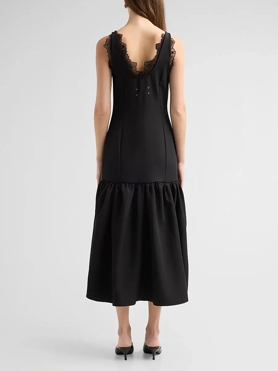 Kika Vargas Women's Annalie Crêpe Lace-Trimmed Midi Dress | Thumbnail 3 Kika Vargas Women's Annalie Crêpe Lace-Trimmed Midi Dress | Thumbnail 3