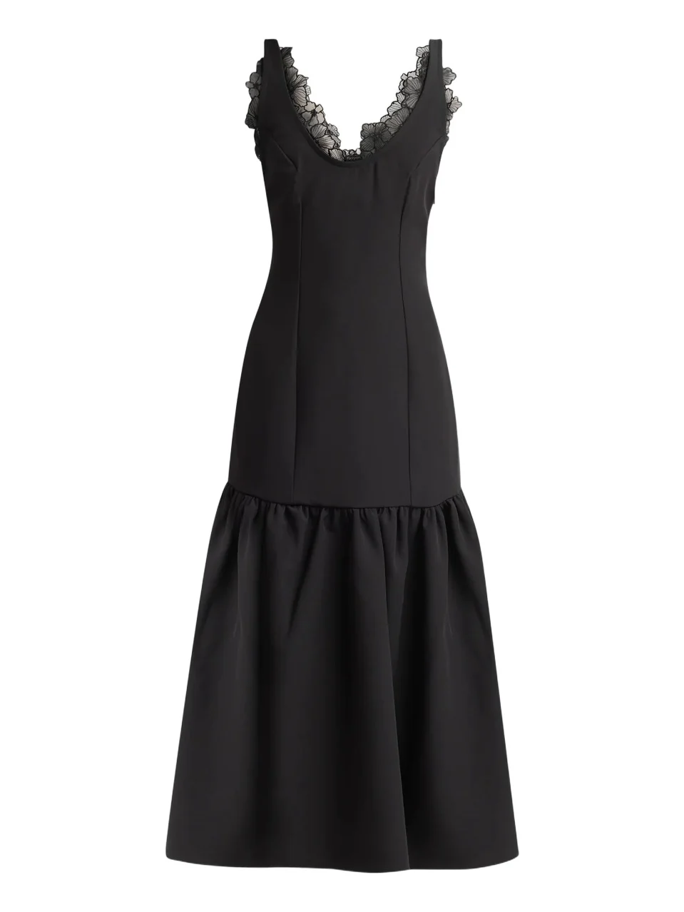 Kika Vargas Women's Annalie Crêpe Lace-Trimmed Midi Dress