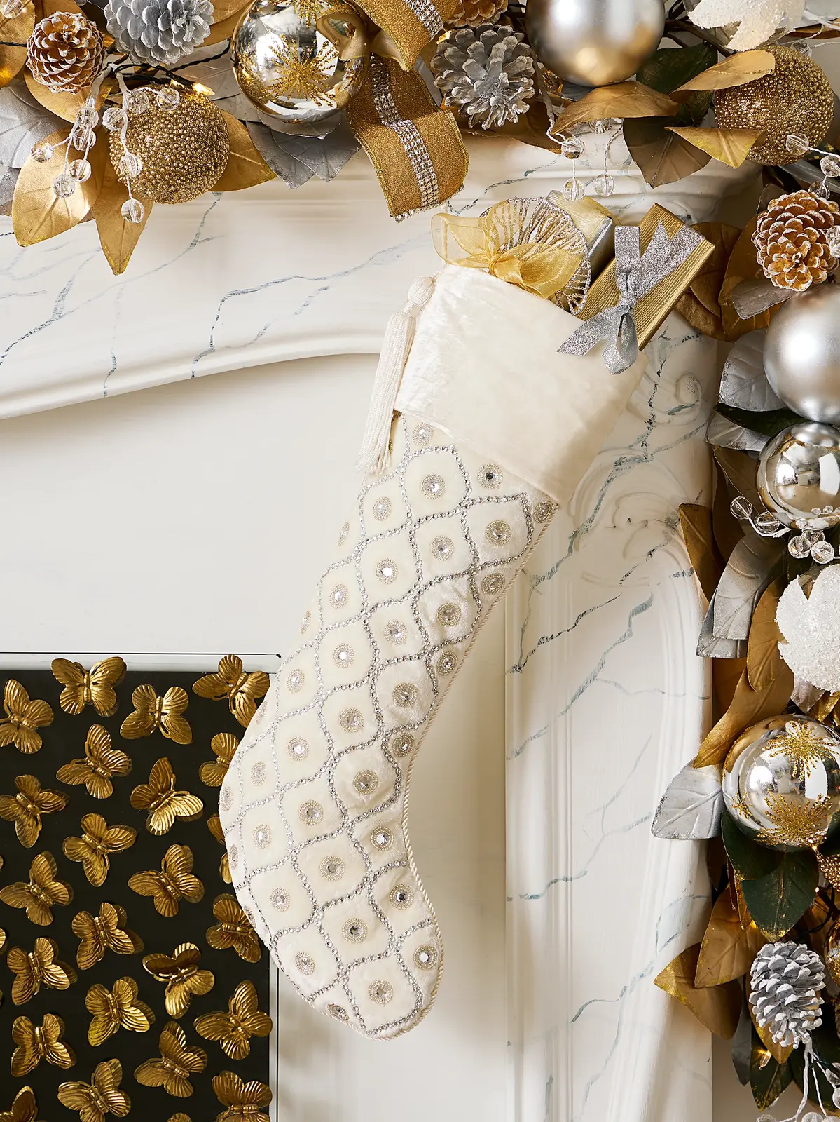 Sudha Pennathur Crystal Deco Luxe Embellished Stocking