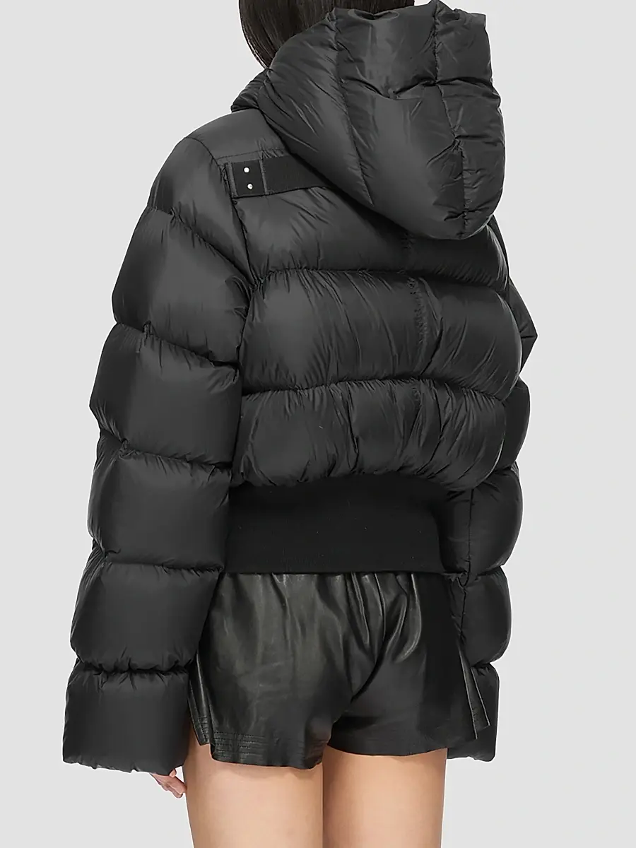 Rick Owens Women's Down Hooded Crop Puffer Jacket | Thumbnail 2