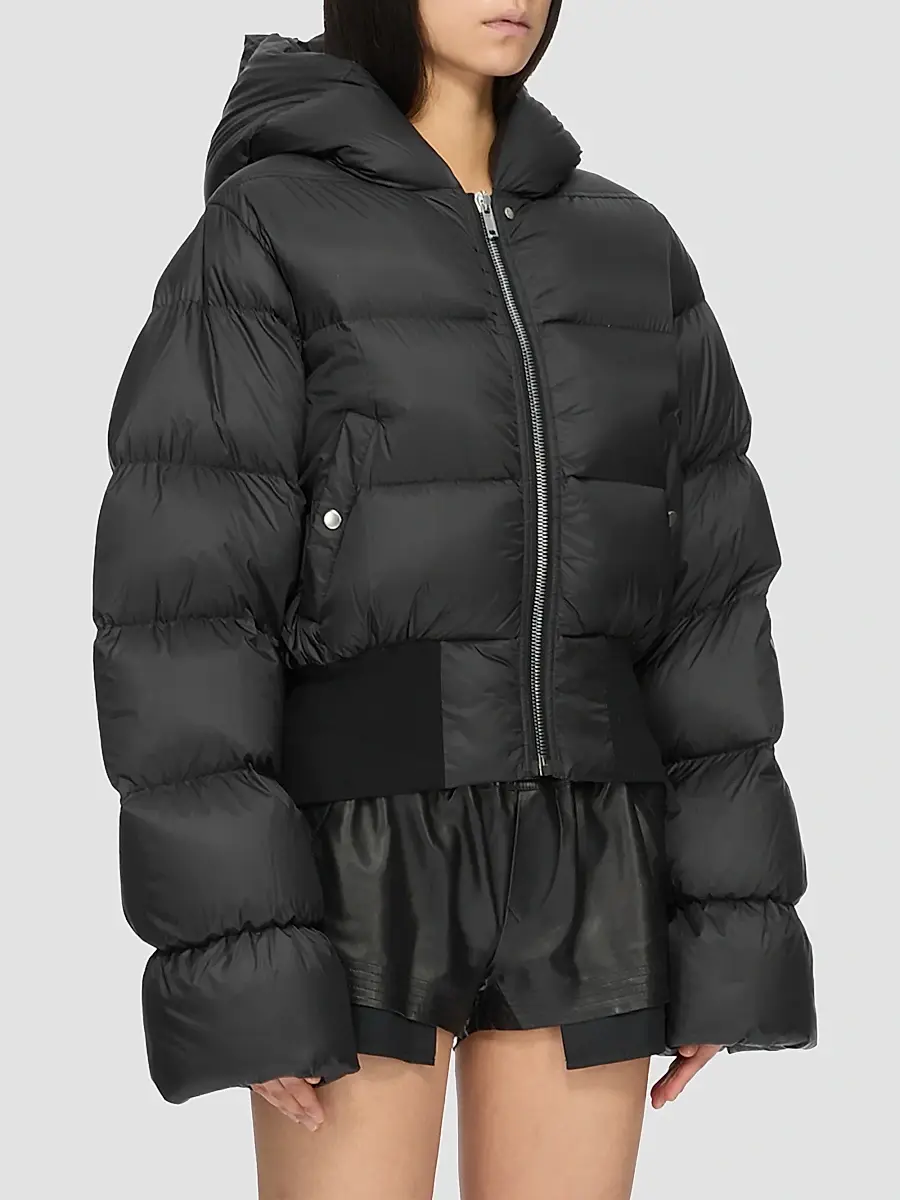 Rick Owens Women's Down Hooded Crop Puffer Jacket | Thumbnail 3
