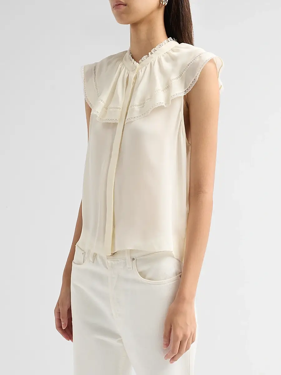 Frame Women's Lace Decor Soirée Silk Top | Thumbnail 4 Frame Women's Lace Decor Soirée Silk Top | Thumbnail 4