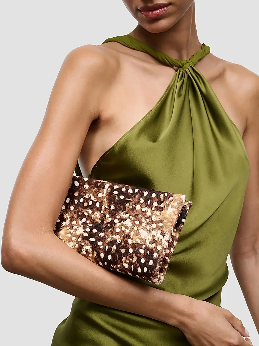 Staud Women's Muse Fawn-Print Calf Hair Clutch | Thumbnail 2 Staud Women's Muse Fawn-Print Calf Hair Clutch | Thumbnail 2