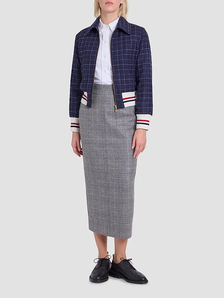 Thom Browne Women's Wool Crop Flight Jacket | Thumbnail 2 Thom Browne Women's Wool Crop Flight Jacket | Thumbnail 2