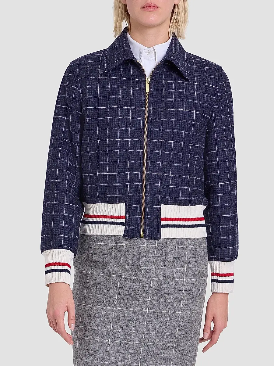 Thom Browne Women's Wool Crop Flight Jacket | Thumbnail 3 Thom Browne Women's Wool Crop Flight Jacket | Thumbnail 3