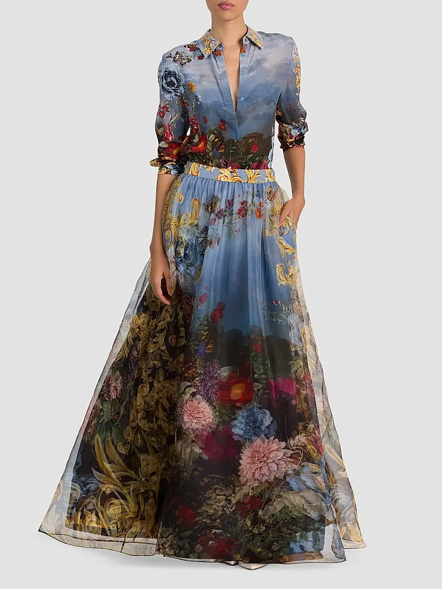 Alice + Olivia Women's Dixie Silk A-Line Maxi Skirt | Thumbnail 2