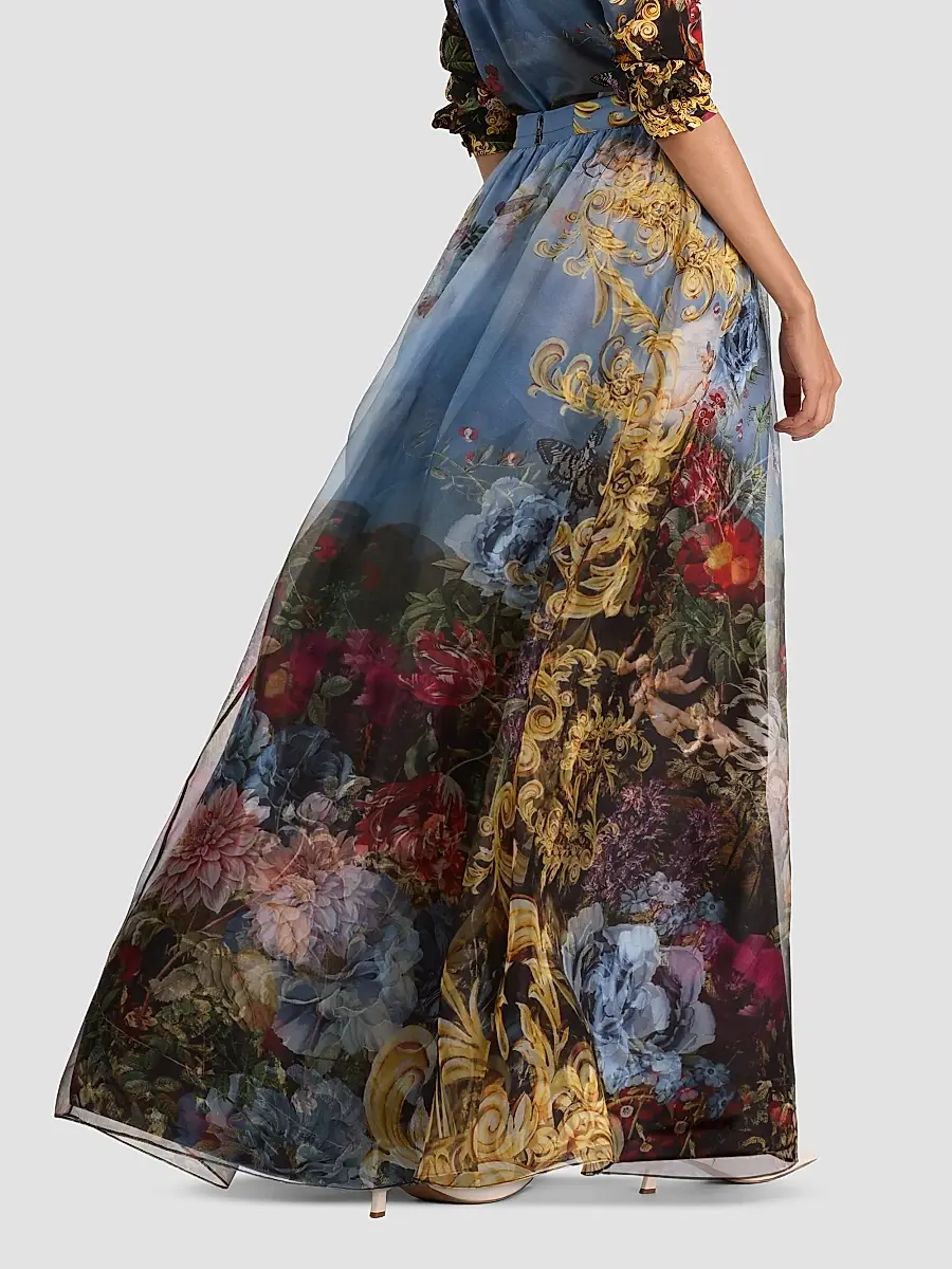 Alice + Olivia Women's Dixie Silk A-Line Maxi Skirt | Thumbnail 3