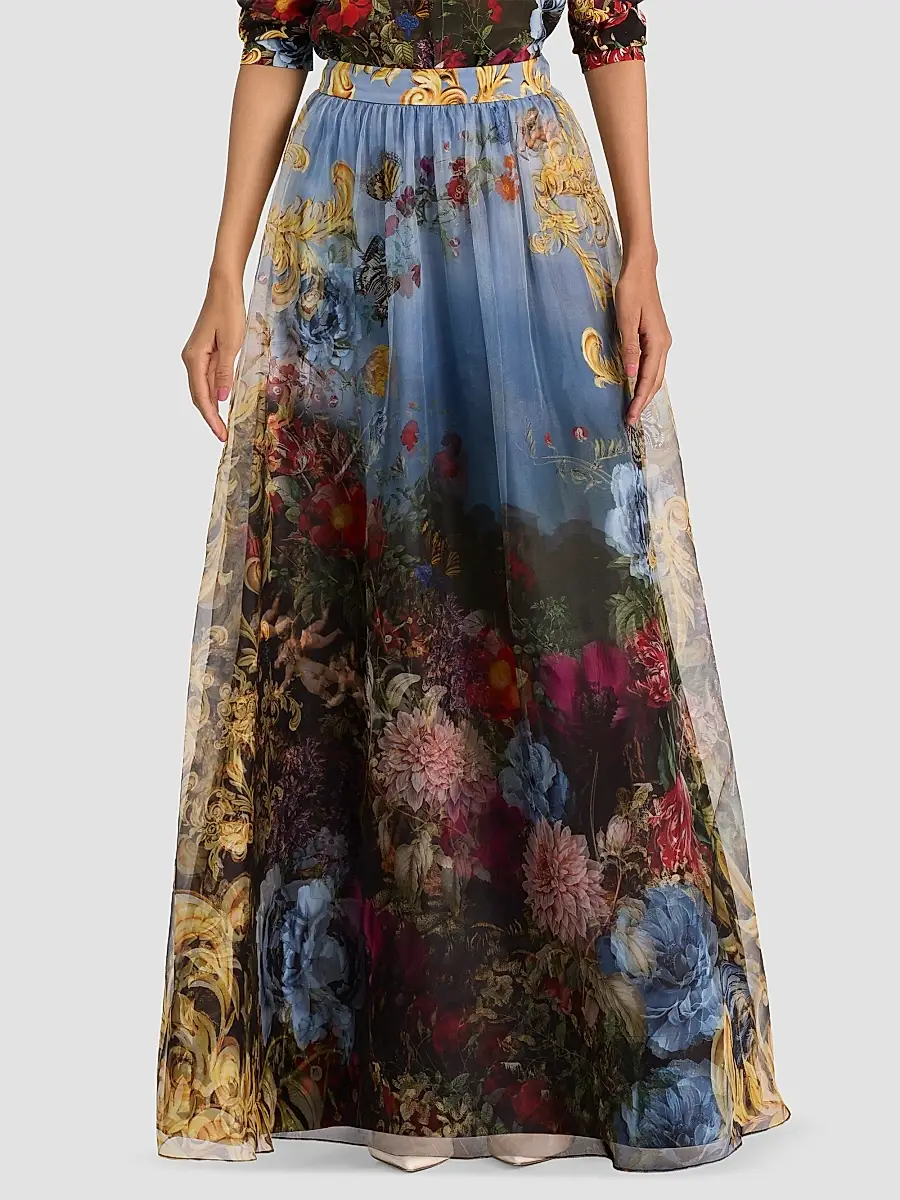Alice + Olivia Women's Dixie Silk A-Line Maxi Skirt | Thumbnail 4