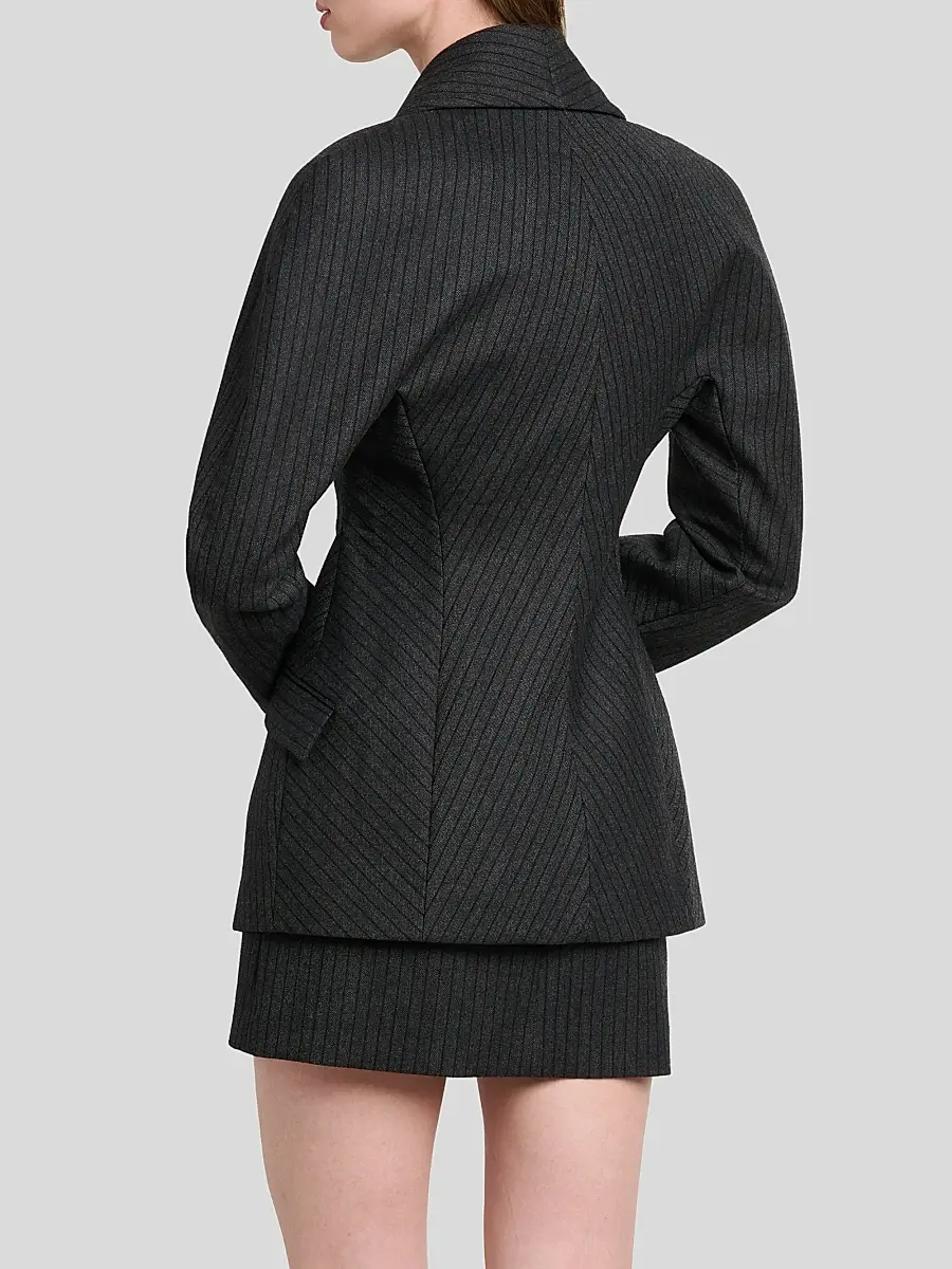 Versace Women's Pinstripe Wool Twill Blazer | Thumbnail 3