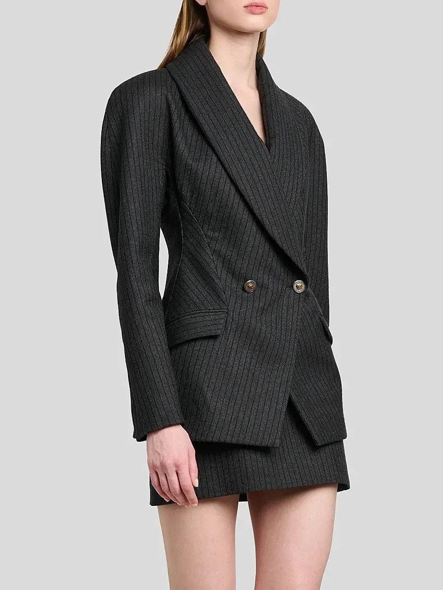 Versace Women's Pinstripe Wool Twill Blazer | Thumbnail 4