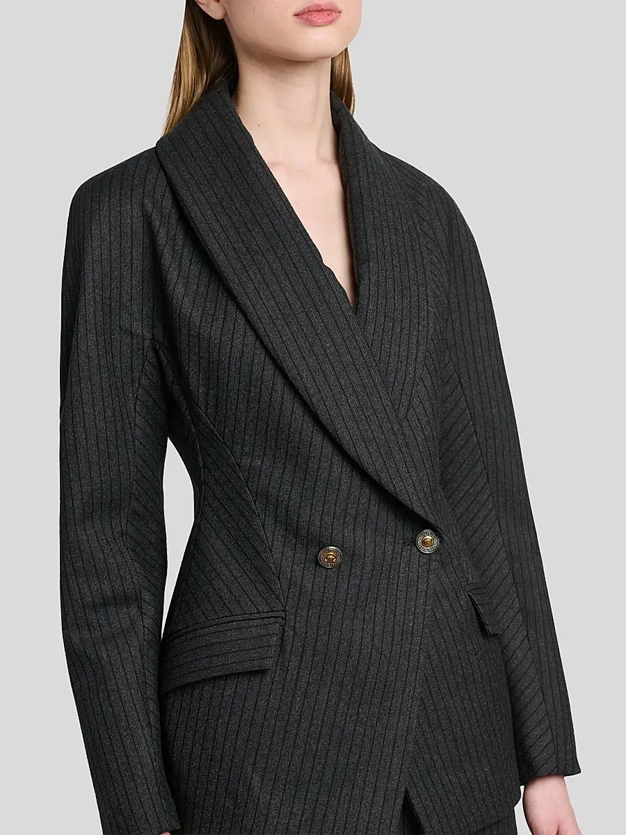 Versace Women's Pinstripe Wool Twill Blazer | Thumbnail 5
