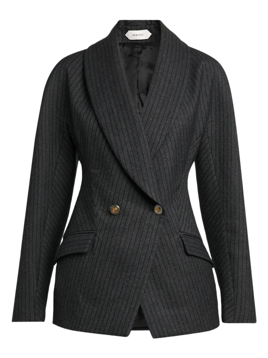 Women's Pinstripe Wool Twill Blazer