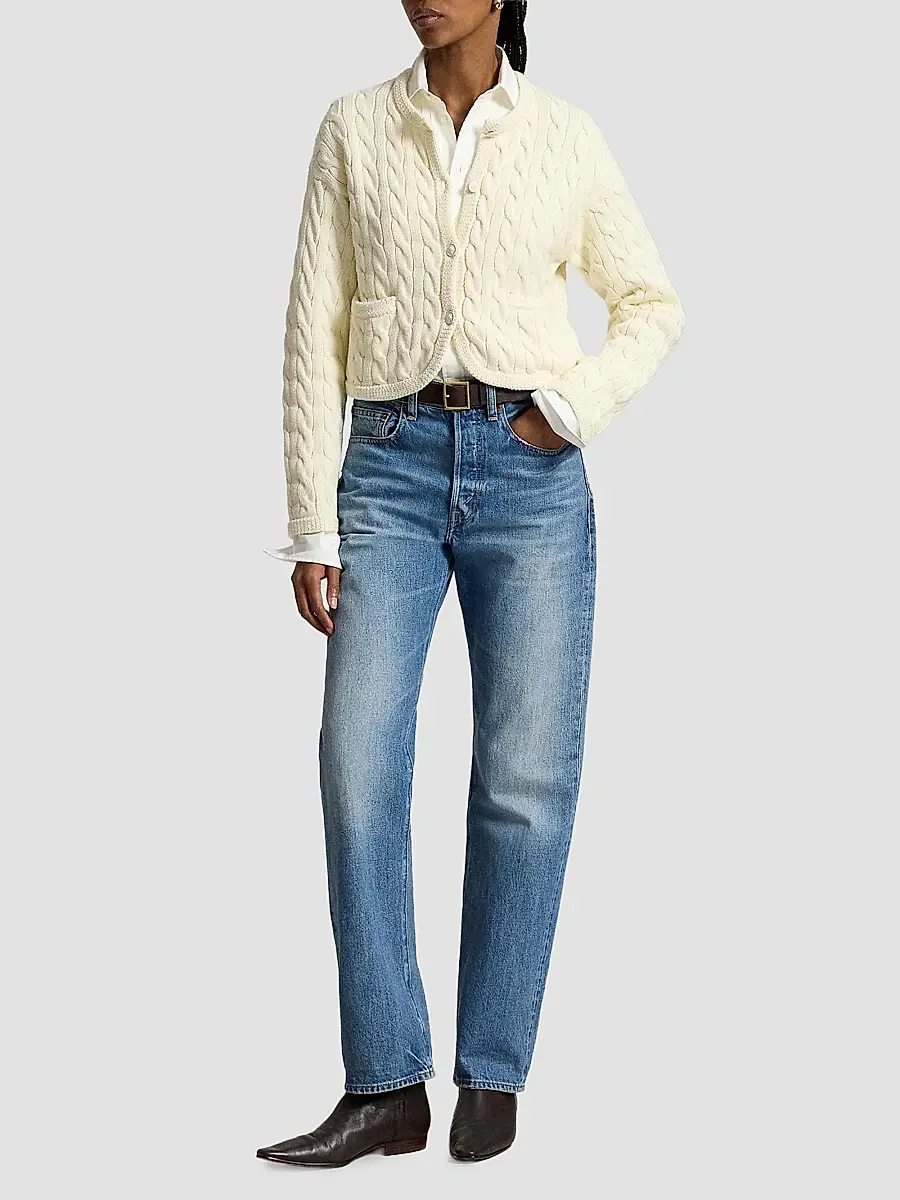 Polo Ralph Lauren Women's Cable-Knit Cotton-Blend Cardigan | Thumbnail 2