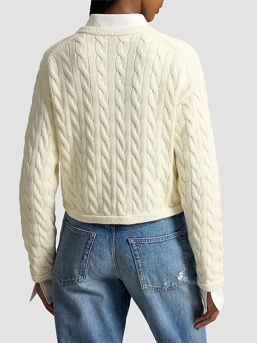 Polo Ralph Lauren Women's Cable-Knit Cotton-Blend Cardigan | Thumbnail 3