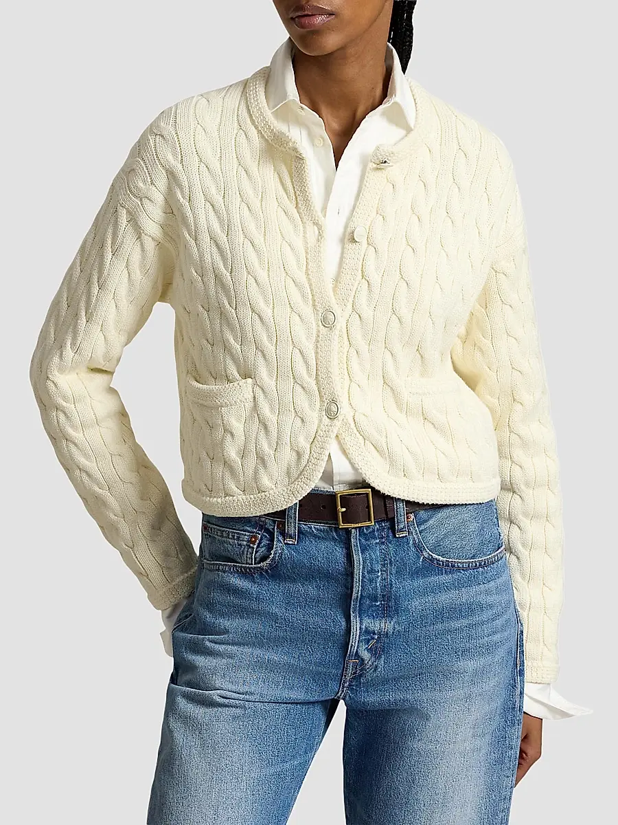 Polo Ralph Lauren Women's Cable-Knit Cotton-Blend Cardigan | Thumbnail 4