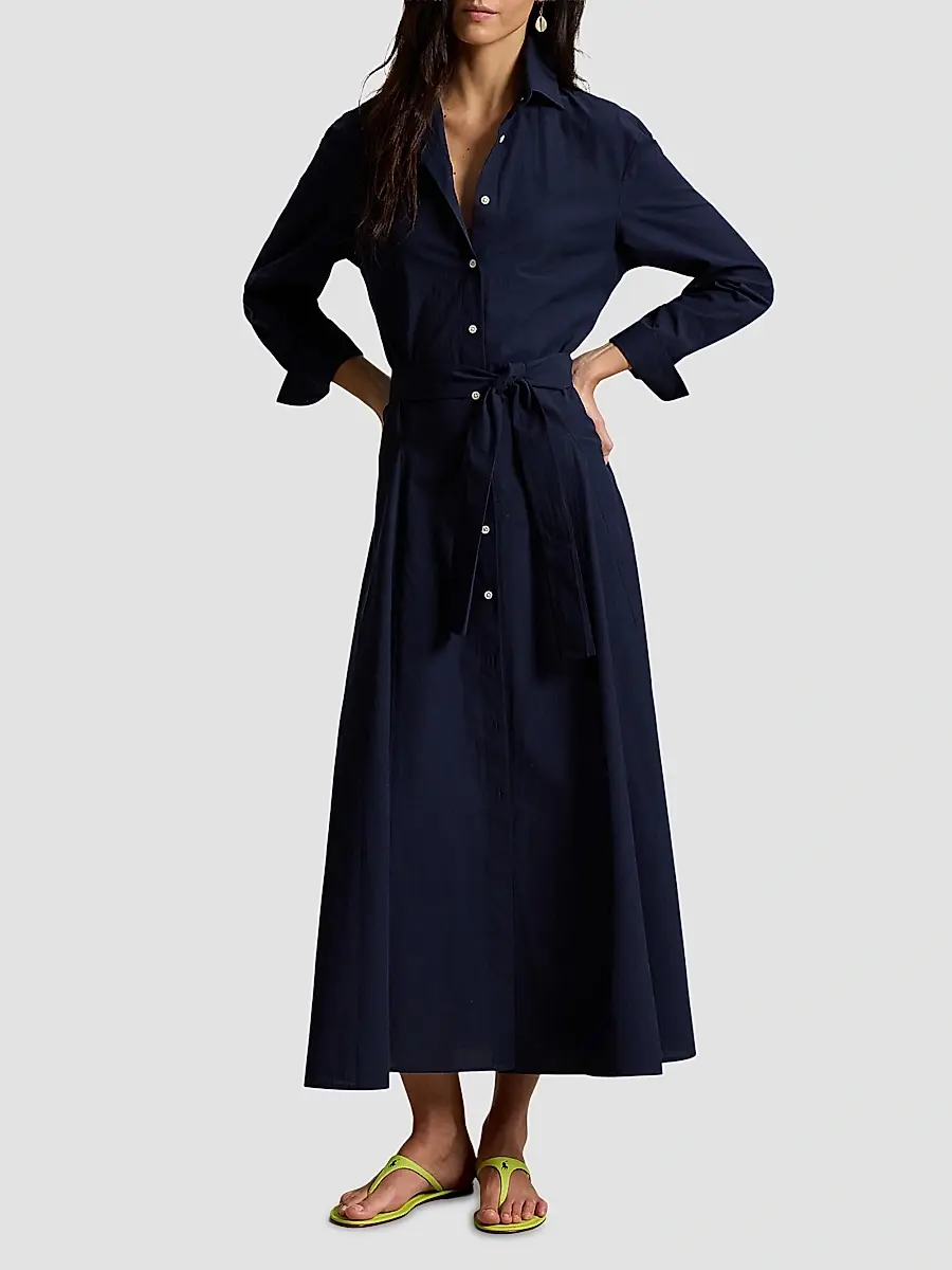 Polo Ralph Lauren Women's Cotton Canvas Tie-Waist Shirtdress | Thumbnail 2 Polo Ralph Lauren Women's Cotton Canvas Tie-Waist Shirtdress | Thumbnail 2