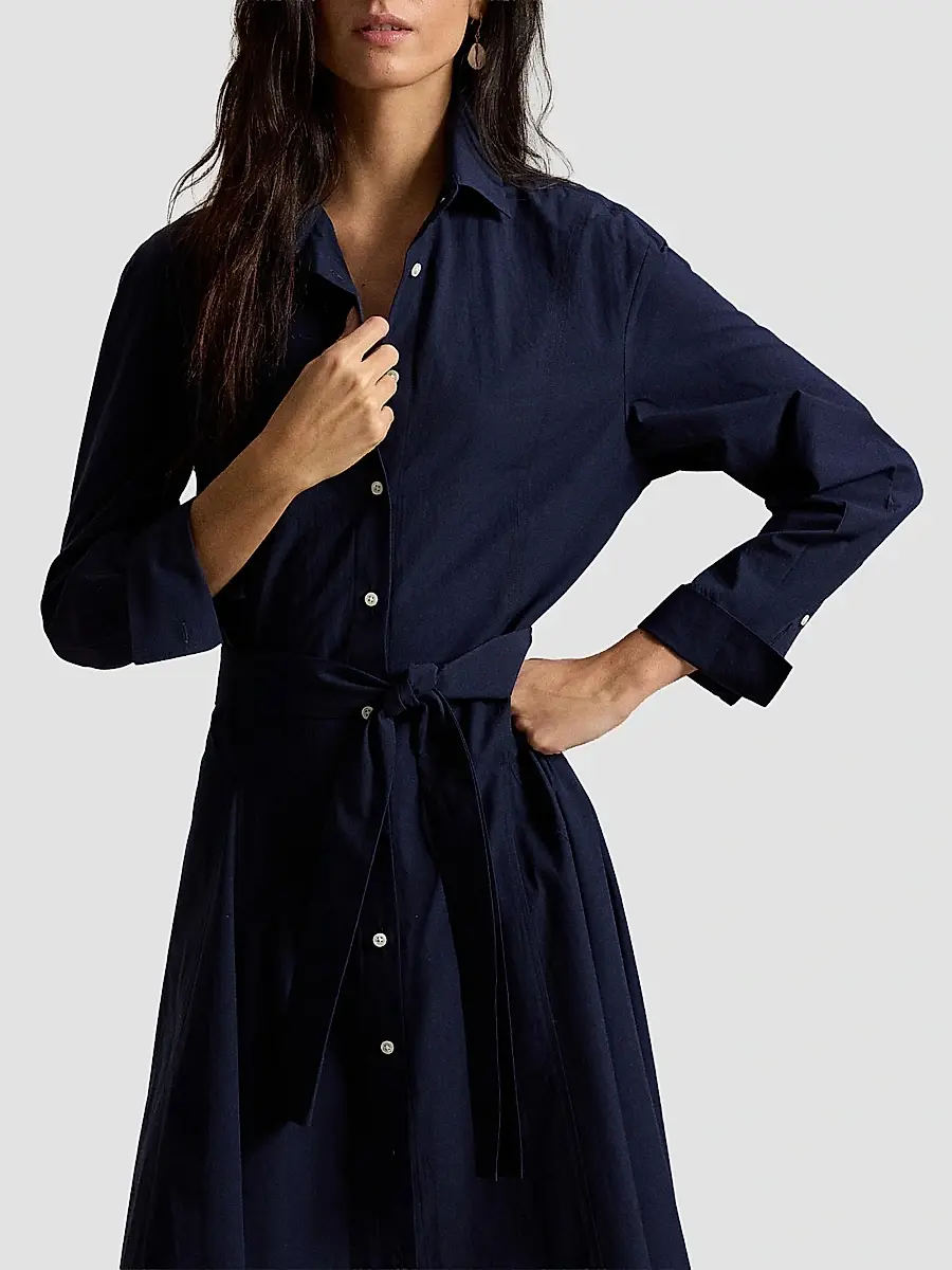 Polo Ralph Lauren Women's Cotton Canvas Tie-Waist Shirtdress | Thumbnail 4 Polo Ralph Lauren Women's Cotton Canvas Tie-Waist Shirtdress | Thumbnail 4
