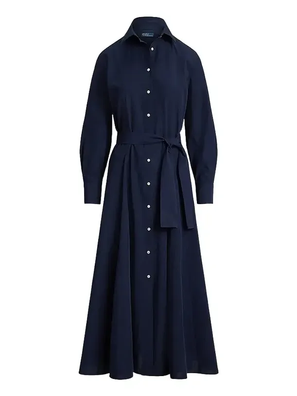 Women's Cotton Canvas Tie-Waist Shirtdress