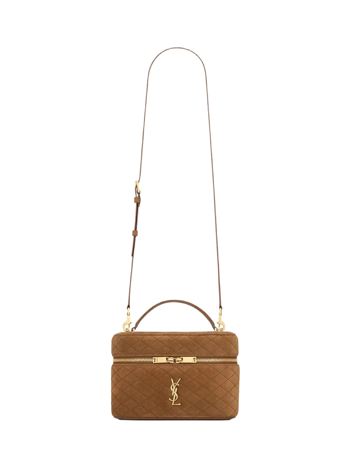 Saint Laurent Women's Gaby Vanity Large Bag in Suede - Caramel Cognac