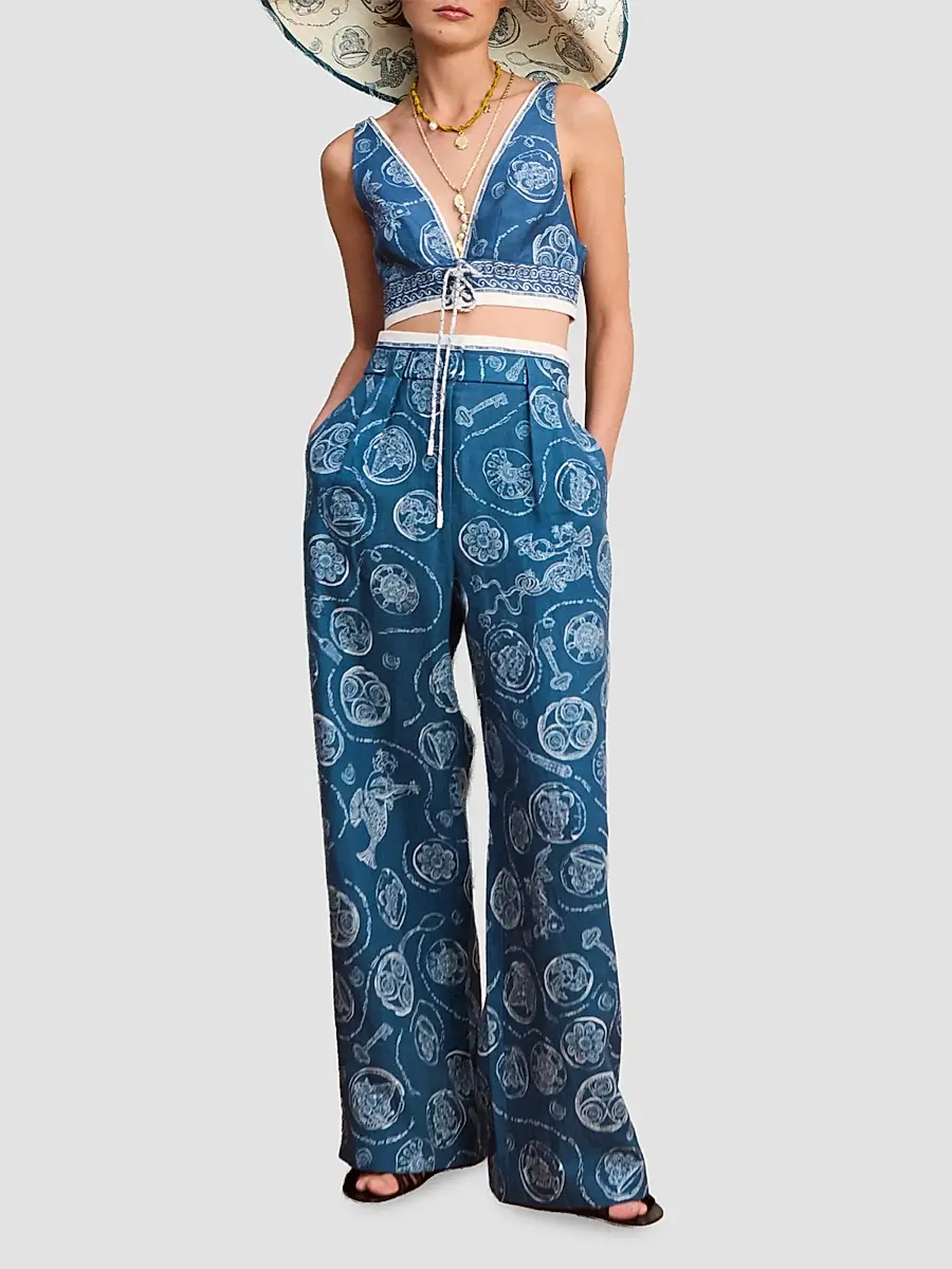 ALÉMAIS Women's Lucky Floral Pleated Trousers | Thumbnail 2 ALÉMAIS Women's Lucky Floral Pleated Trousers | Thumbnail 2