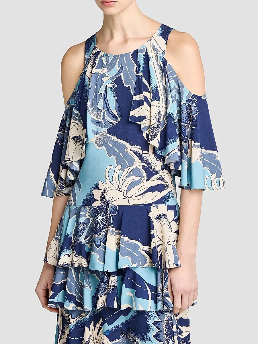 JW Anderson Women's Cutout-Shoulder Ruffled Maxi Dress | Thumbnail 3