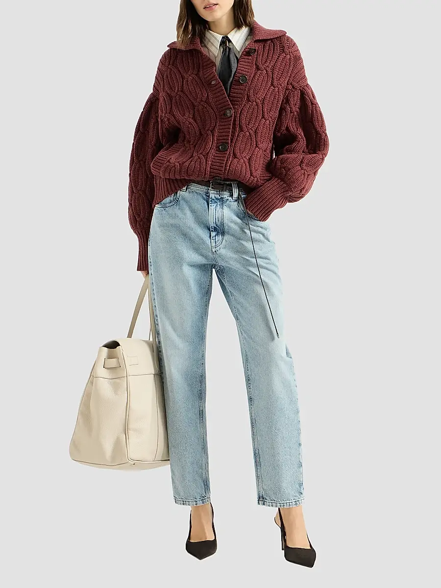 Brunello Cucinelli Women's Authentic Denim Baggy Tapered Trousers | Thumbnail 2 Brunello Cucinelli Women's Authentic Denim Baggy Tapered Trousers | Thumbnail 2